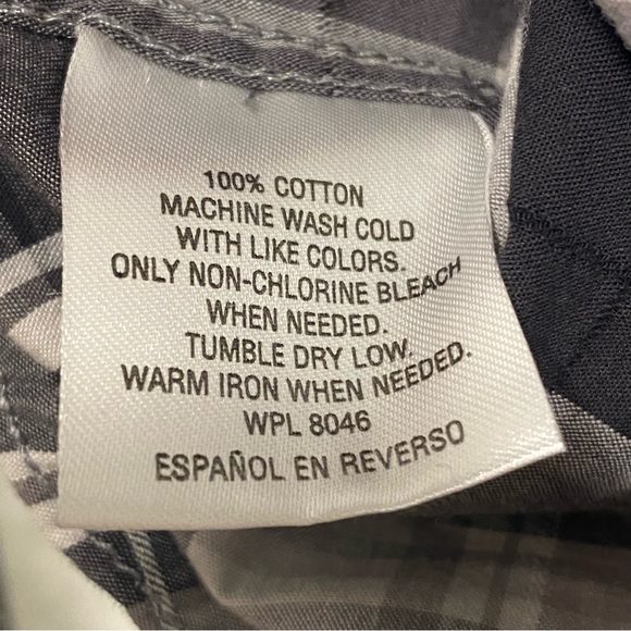 CLUB ROOM Men's Slim Fit Long Sleeve GREY Plaid Pocket Button Up Shirt MEDIUM - Picture 4 of 5